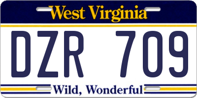 WV license plate DZR709