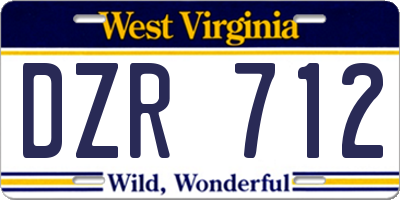 WV license plate DZR712