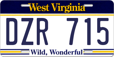 WV license plate DZR715