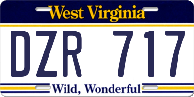WV license plate DZR717