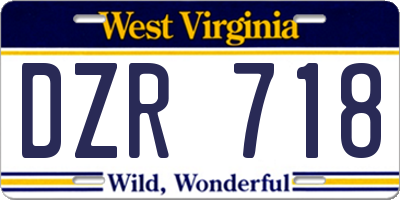 WV license plate DZR718