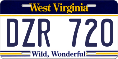 WV license plate DZR720