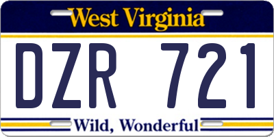 WV license plate DZR721
