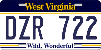 WV license plate DZR722