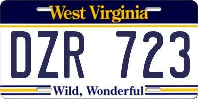 WV license plate DZR723