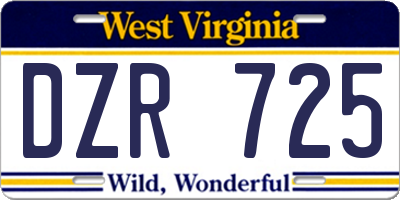 WV license plate DZR725