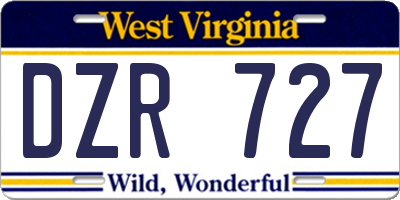 WV license plate DZR727