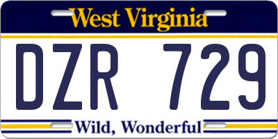 WV license plate DZR729