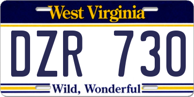 WV license plate DZR730