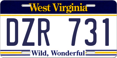 WV license plate DZR731