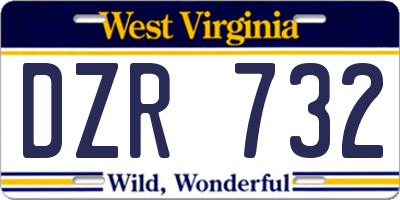 WV license plate DZR732