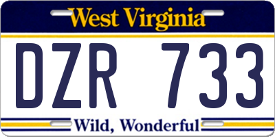 WV license plate DZR733