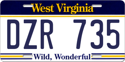 WV license plate DZR735