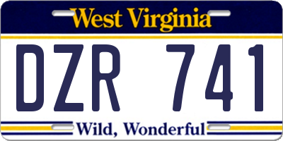 WV license plate DZR741