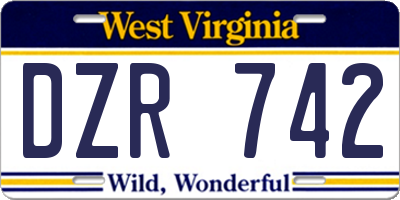 WV license plate DZR742