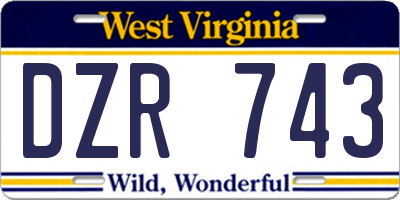 WV license plate DZR743