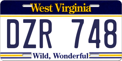 WV license plate DZR748