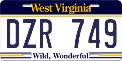 WV license plate DZR749