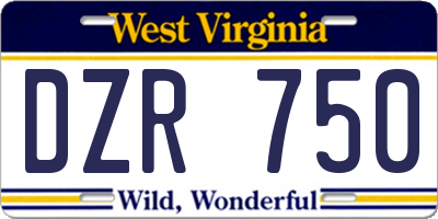 WV license plate DZR750