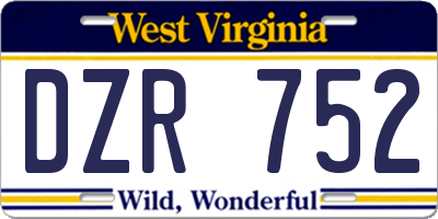 WV license plate DZR752