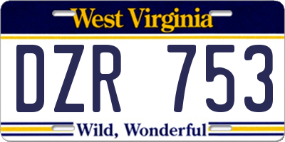 WV license plate DZR753