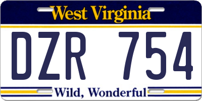WV license plate DZR754