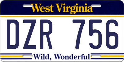 WV license plate DZR756