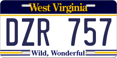 WV license plate DZR757
