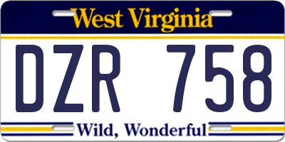 WV license plate DZR758