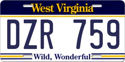 WV license plate DZR759