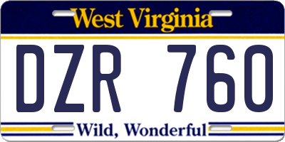 WV license plate DZR760