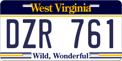 WV license plate DZR761
