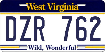 WV license plate DZR762