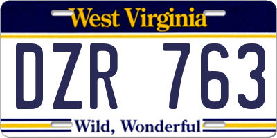 WV license plate DZR763