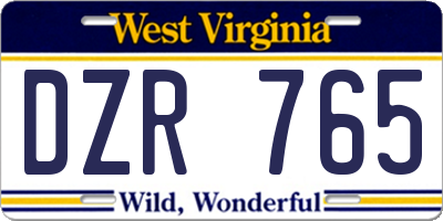 WV license plate DZR765