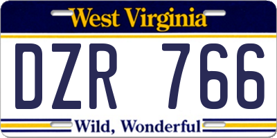 WV license plate DZR766