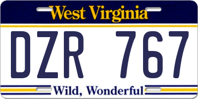 WV license plate DZR767