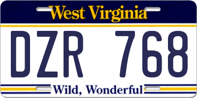 WV license plate DZR768