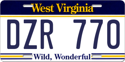 WV license plate DZR770