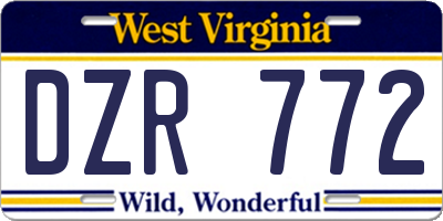 WV license plate DZR772