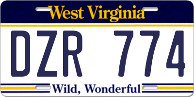 WV license plate DZR774