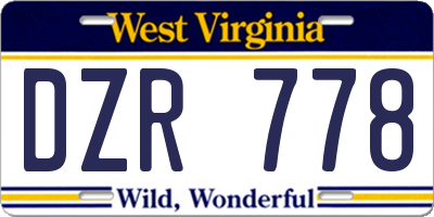 WV license plate DZR778
