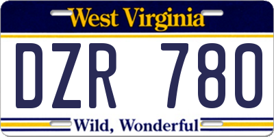 WV license plate DZR780