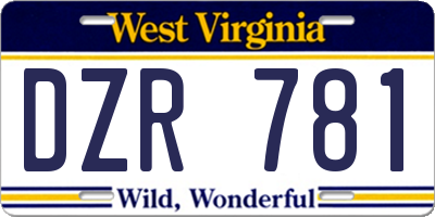 WV license plate DZR781