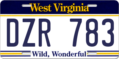 WV license plate DZR783