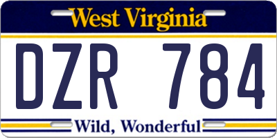 WV license plate DZR784