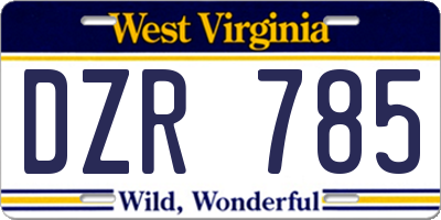 WV license plate DZR785
