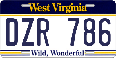 WV license plate DZR786