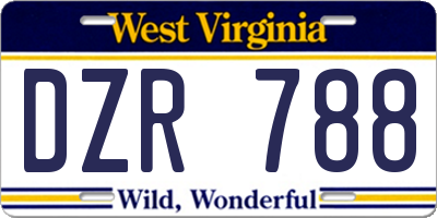 WV license plate DZR788