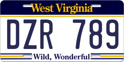 WV license plate DZR789